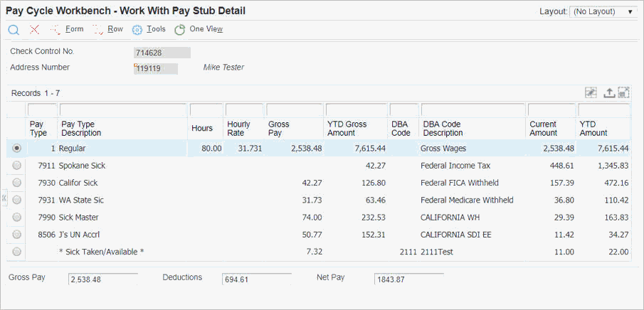 Work with Pay Stub Detail and DBA Review Forms Showing Calculation of Accruals