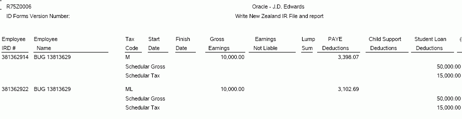 Write New Zealand IR File and report