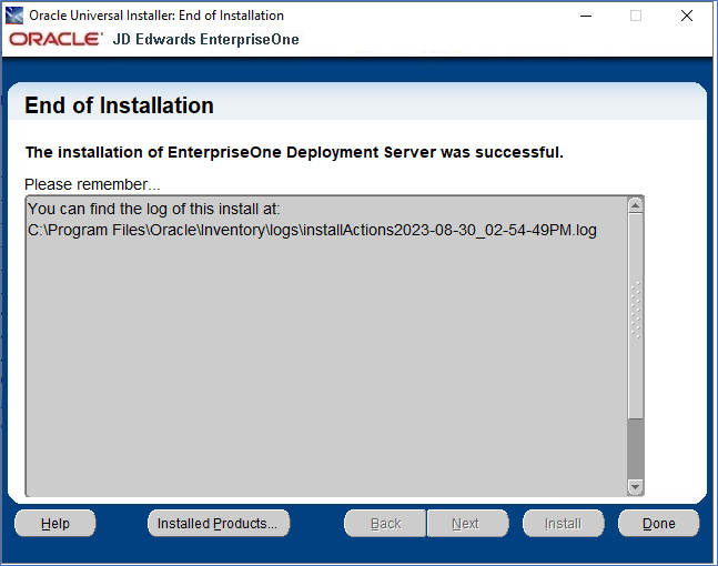 Install the jd edwards enterpriseone e920 deployment server