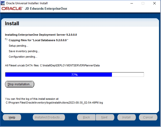 Install the jd edwards enterpriseone e920 deployment server