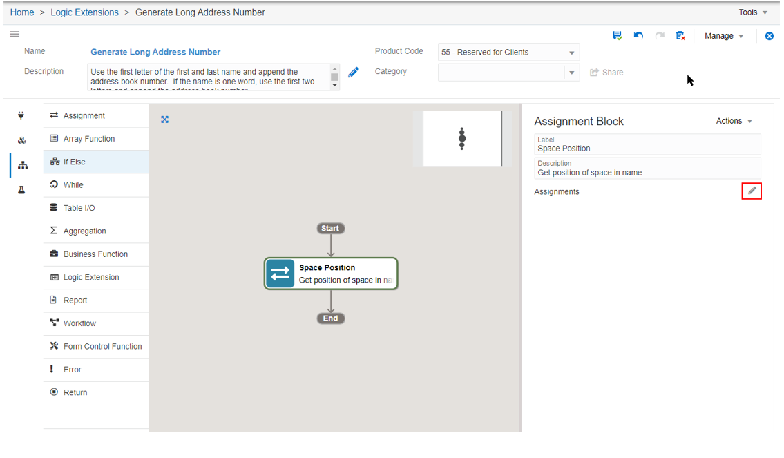 Assignment Block Panel Edit Icon