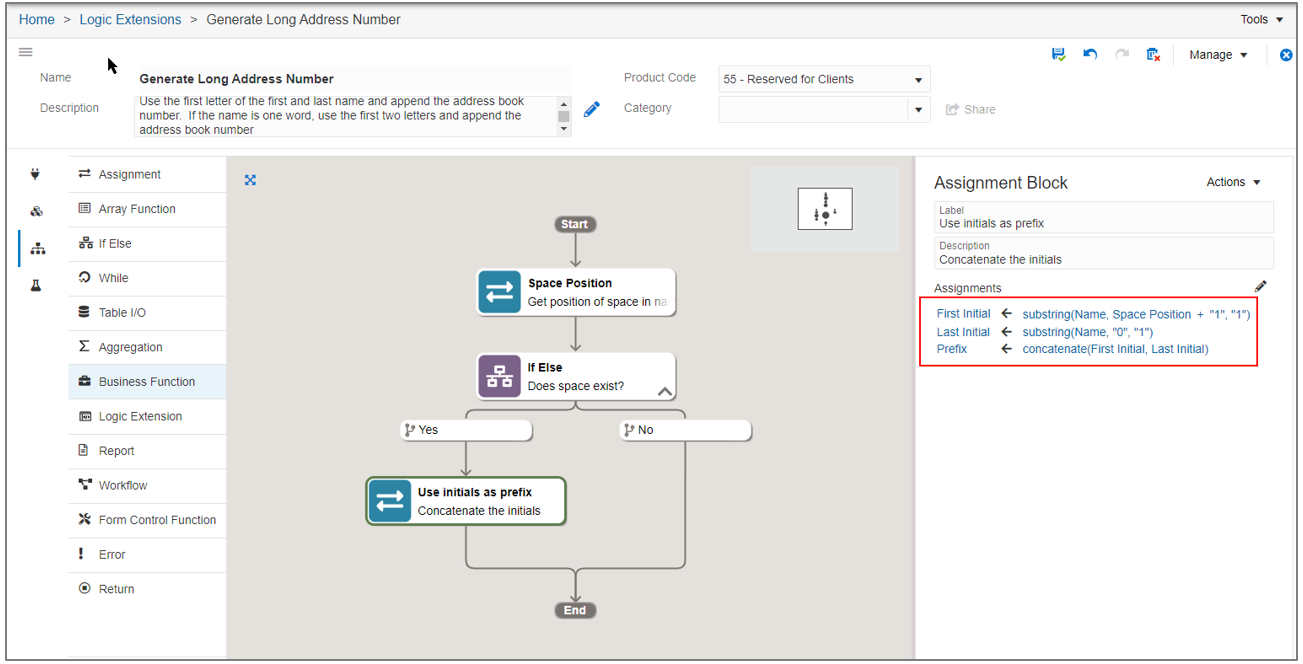 Logic Extension - Assignment Block Panel