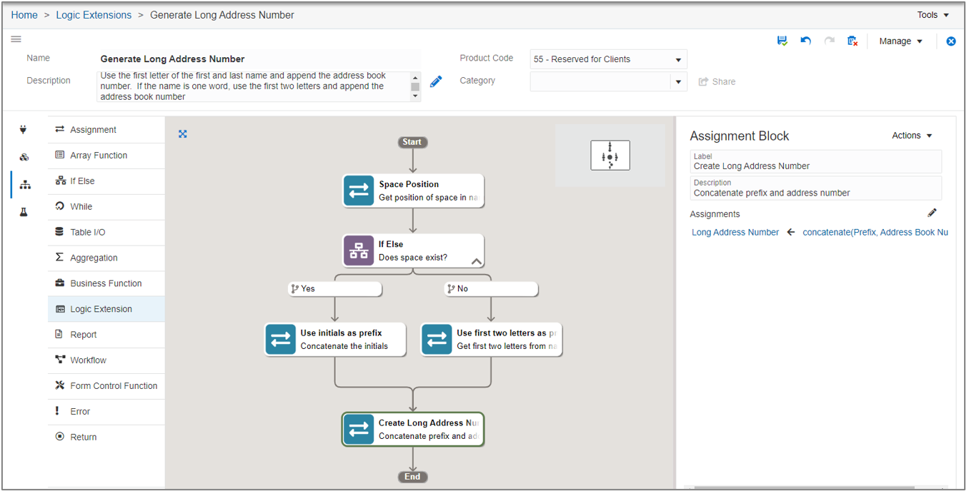 Logic
                          Extension - Generate Long Address Number