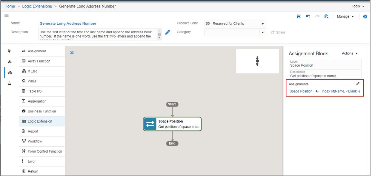 Logic Extension - Assignment Block Panel