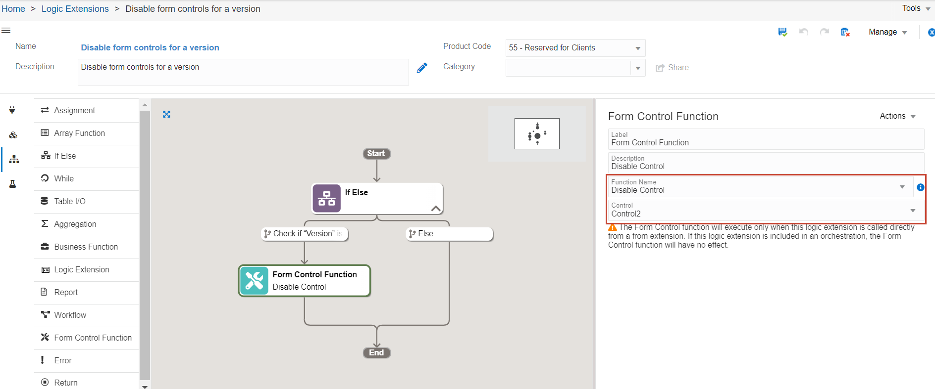 
Logic Extension - Form Control Function - Disable Control 