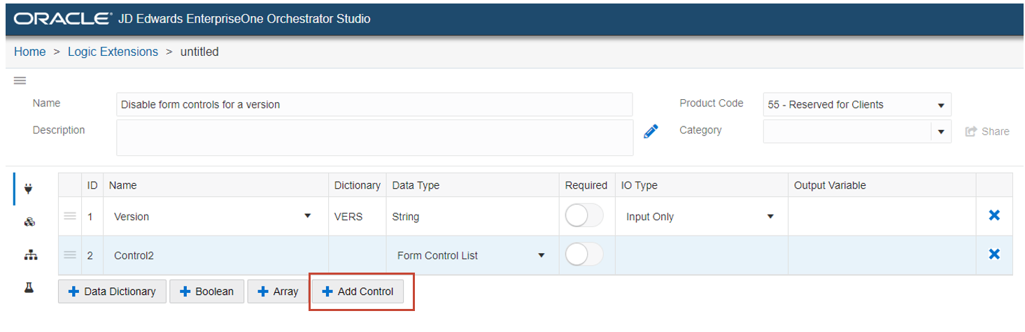 Logic Extension - Data Structure Add Control