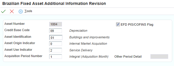 Brazilian Fixed Asset Additional Information Revision form