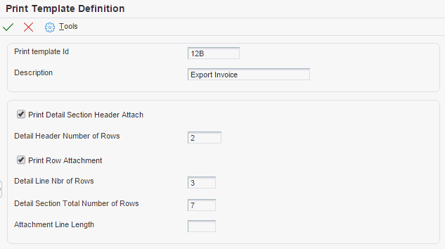 Print Template Definition form