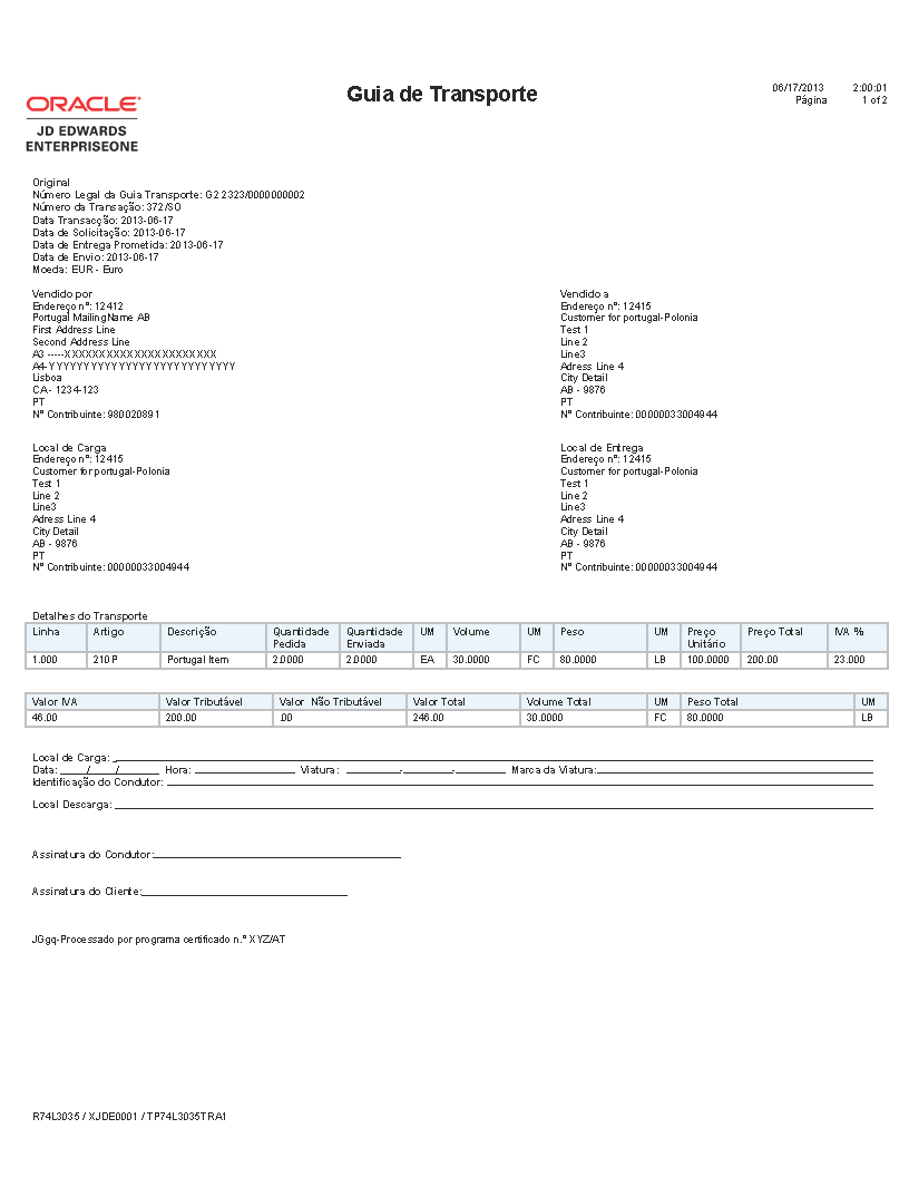 Legal Shipping Document Sample