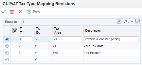 GUI/VAT Tax Type Mapping Revision form.