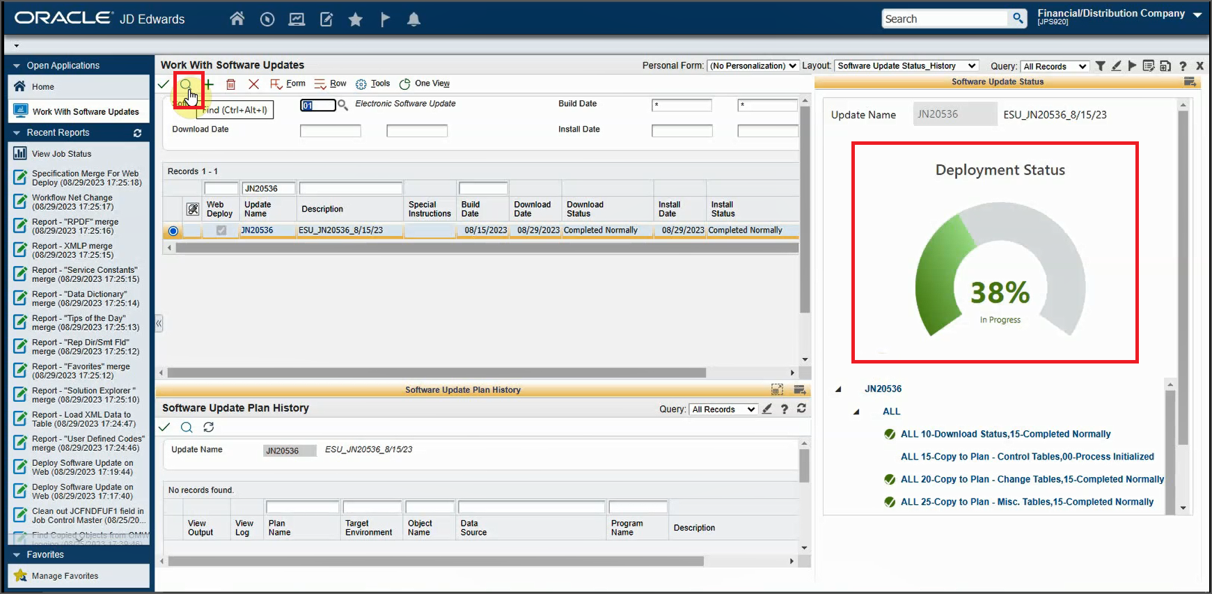 Work With Software Updates Form - Find