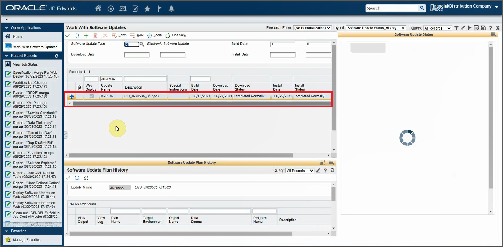 Work With Software Updates Form - Deployment Process