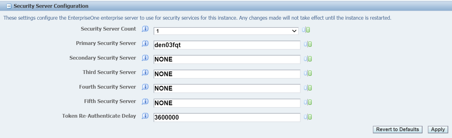 Security Server Configuration