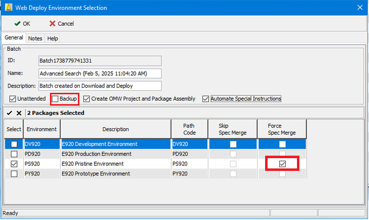 Web Deploy Environment Selection Form
