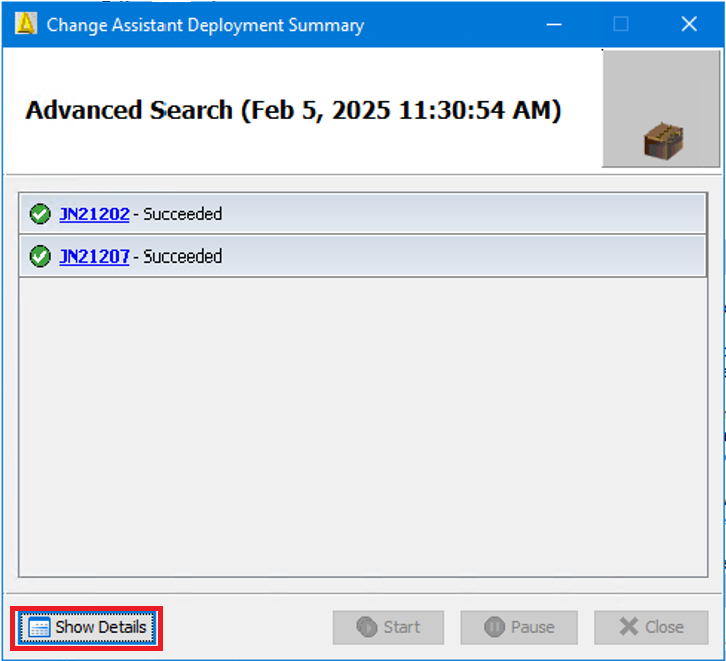 Change Assistant Deployment Summary Form