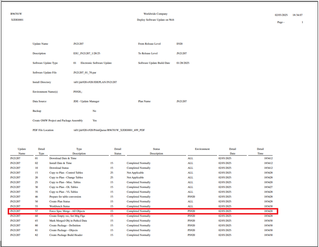 Deploy Software Update on Web Report