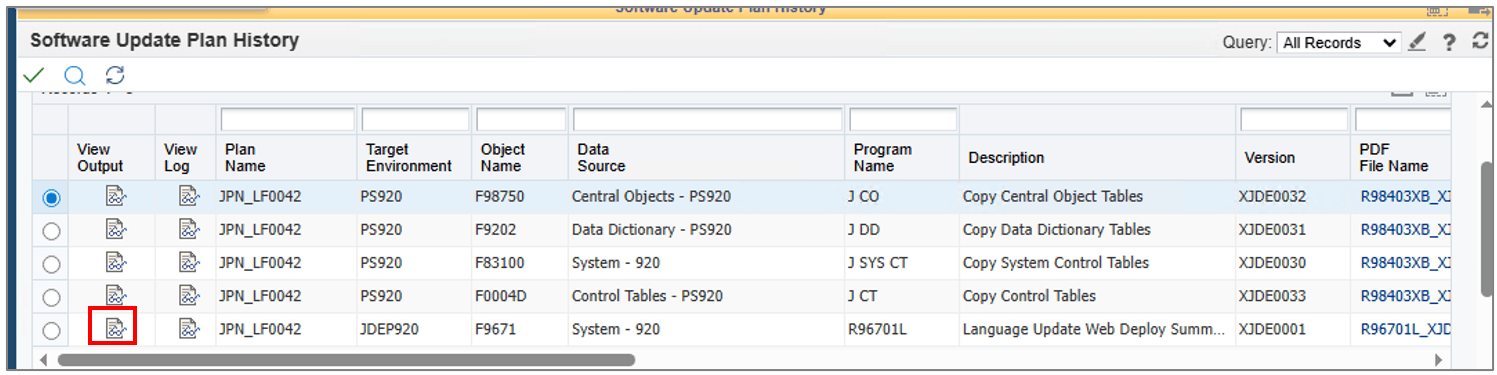 Software Update Plan History Form