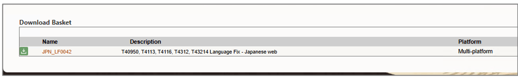 Download Basket on the Oracle JD Edwards Update Center