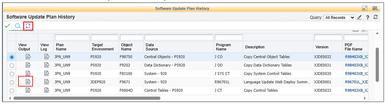 Software Update Plan History Form
