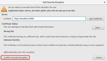 Confirm Security Exception