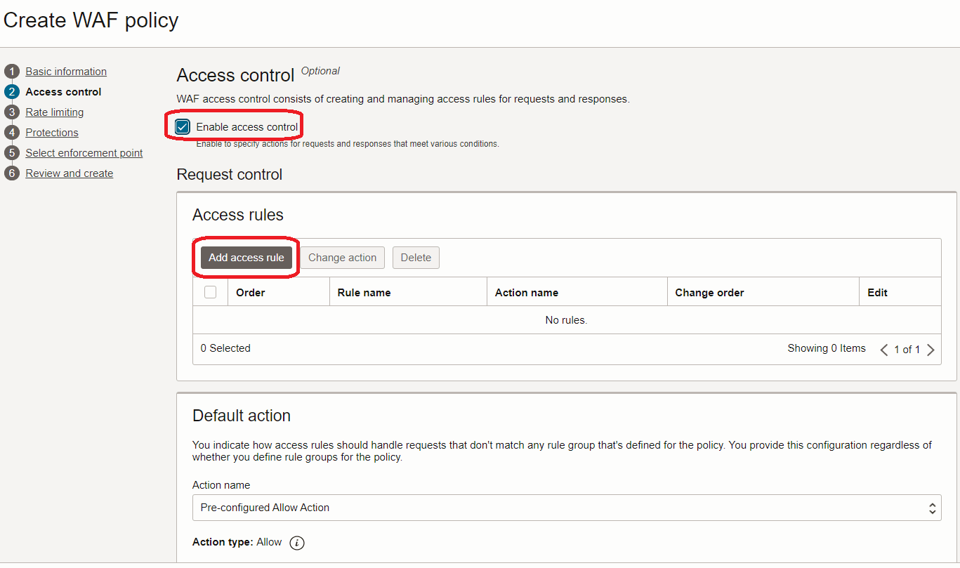 Create WAF Policy - Access Control (optional)