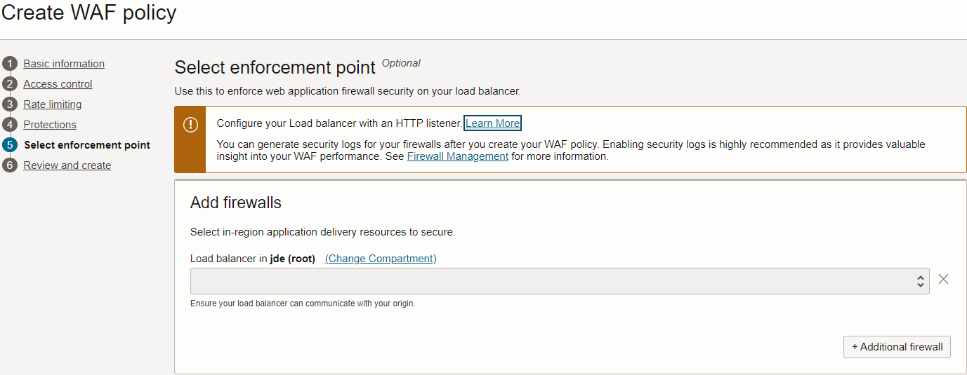 Create WAF Policy - Select Enforcement Point