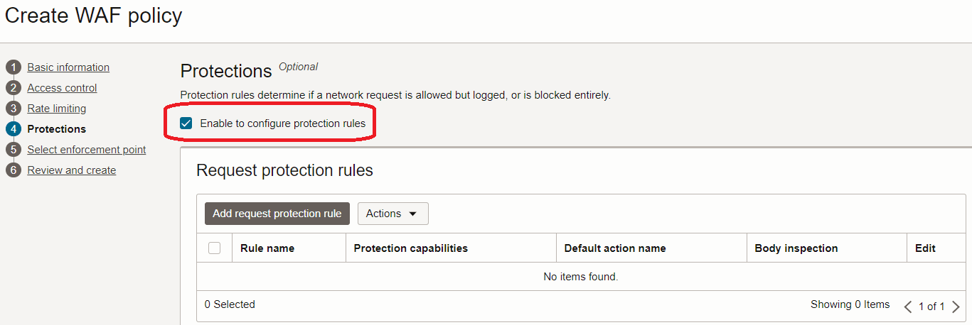 Create WAF Policy - Protections