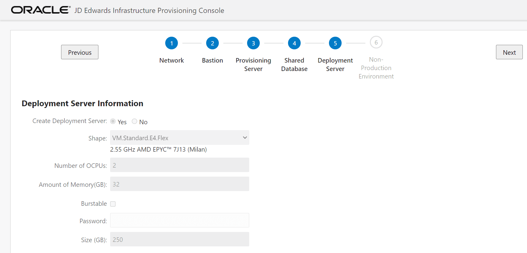 Deployment Server Information - Example Using Optimized Flex Shape