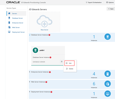 One-Click Provisioning Console - Edit Function