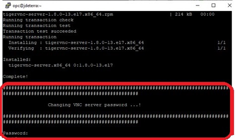 First-Time Configuration—Password for VNC Server