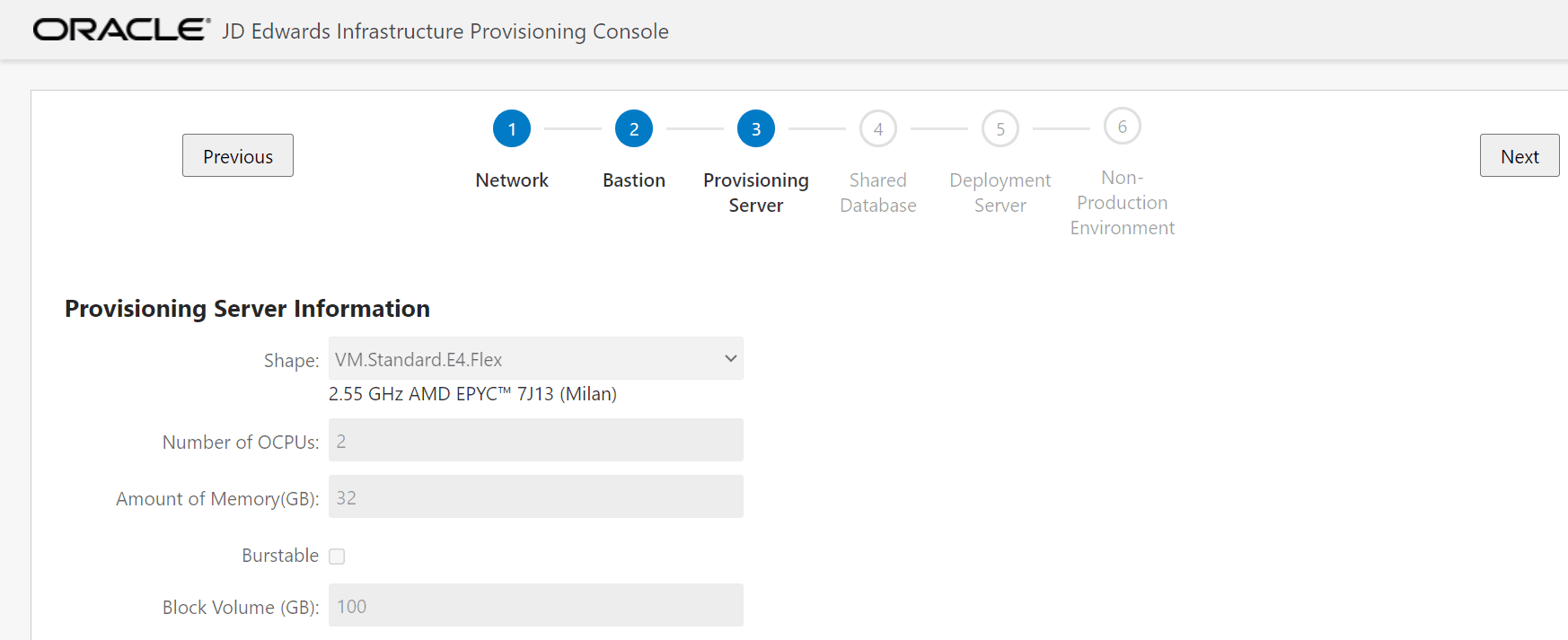 Provisioning Server Information - Example Using Optimized Flex Shape