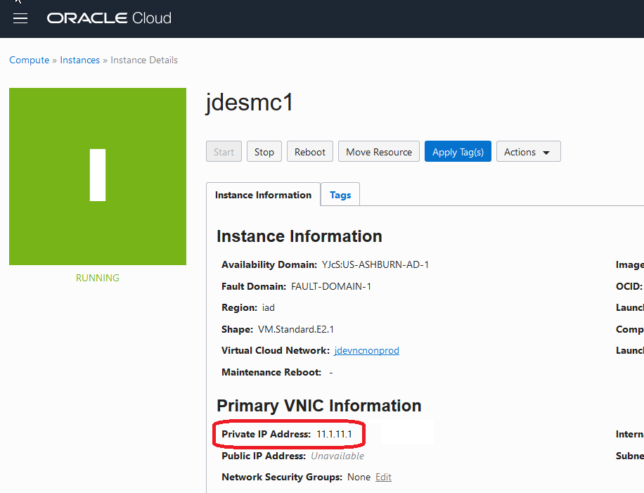 Provisioning Server Private IP Address