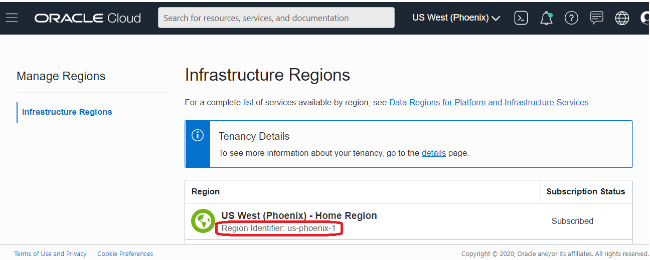 Region Identifier - Example for Phoenix