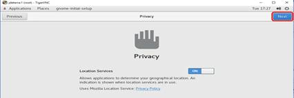First Time Login to VNC - Location Services
