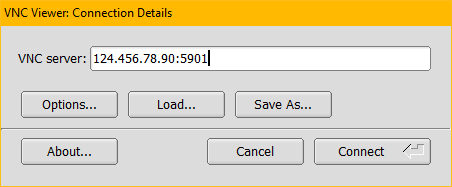 Example TigerVNC Viewer - Connection Dialog