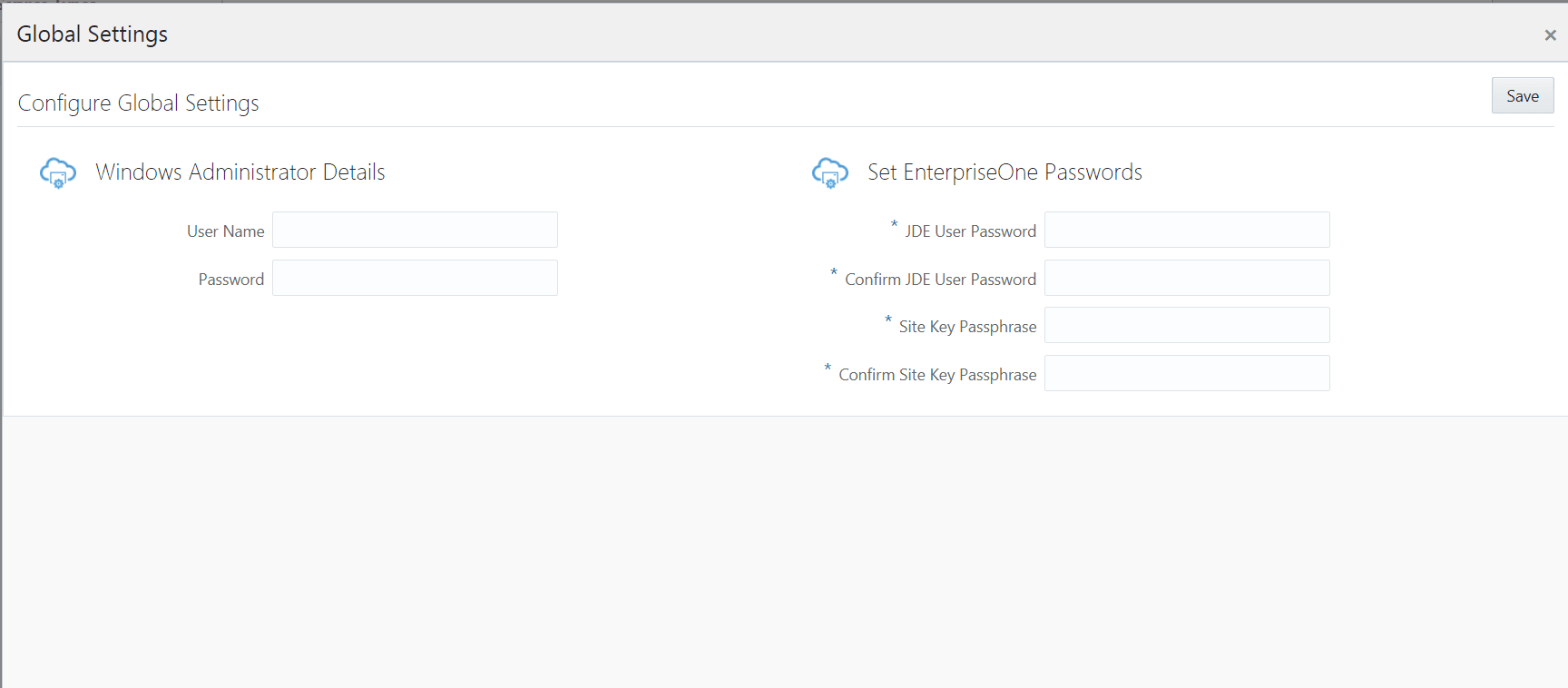 This image shows the Global Setting screen.