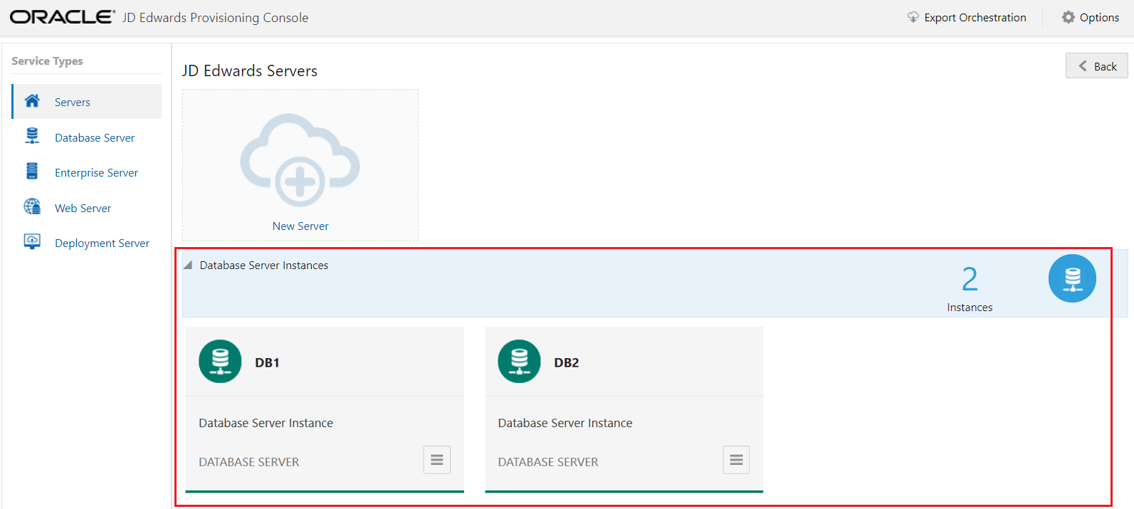 This image shows multiple instances of the database servers.
