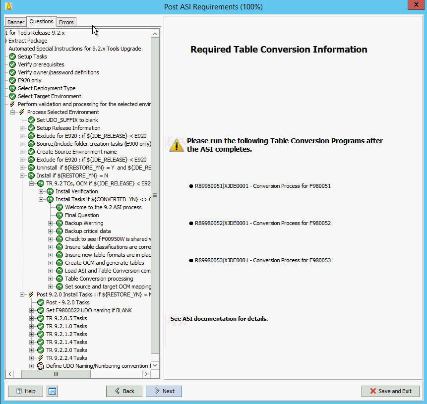 Required Table Conversion