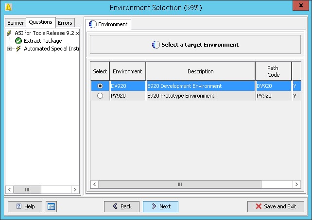Environment Selection