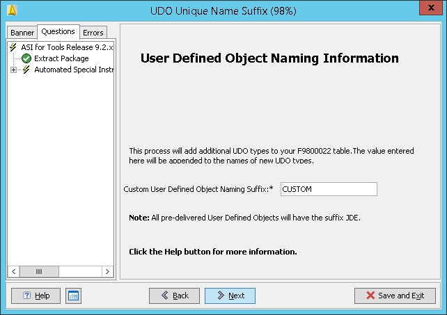 User Defined Object Suffix