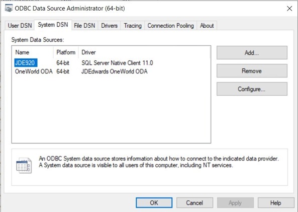 ODBC Data Source Administrator (64-bit)