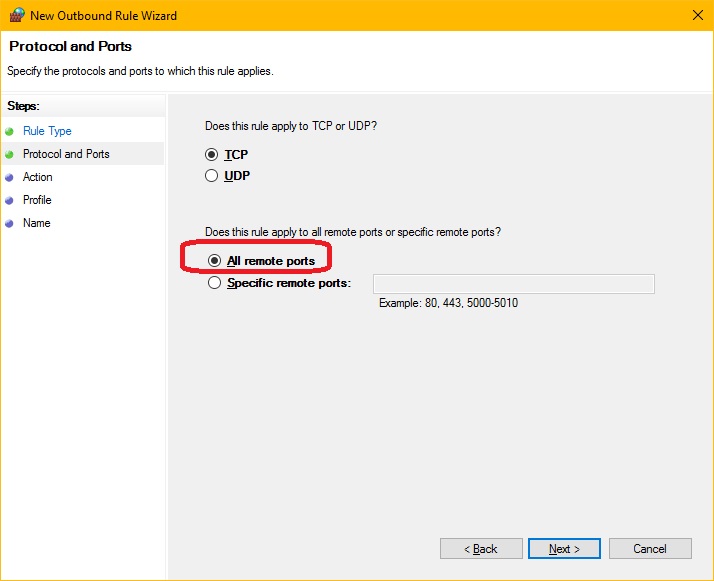 Windows Firewall - Outbound Ports