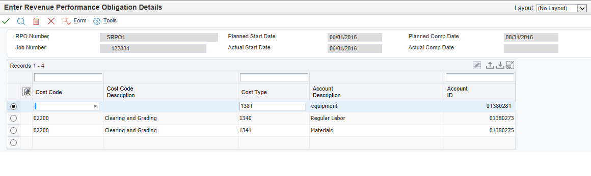 Enter Revenue Performance Obligation Details