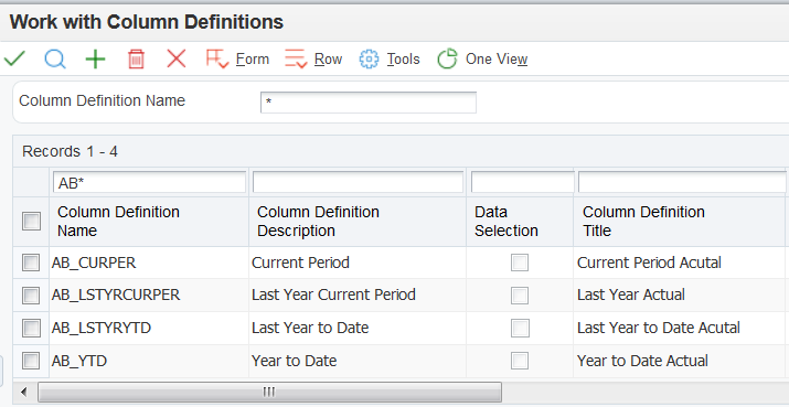 Consolidated Income Statement: Column Definitions.