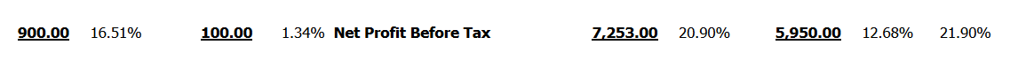 This image shows the Net Profit Before Tax section in the Consolidated Income Statement layout.