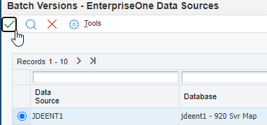 Batch Versions – EnterpriseOne Data Sources Form