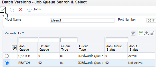 Batch Versions – Job Queue Search & Select Form