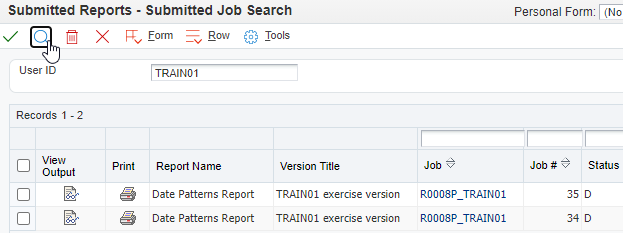 Submitted Reprots - Submitted Job Search Form