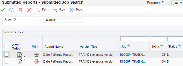 Submitted Reprots - Submitted Job Search Form