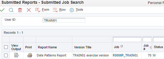 Submitted Reports - Submitted Job Search Form